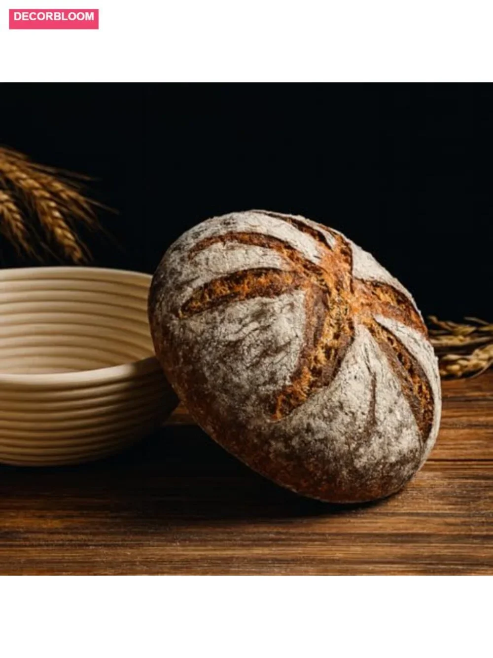 Handmade Rattan Bread Proofing Basket with Liner - 10 Inch Banneton for Baking